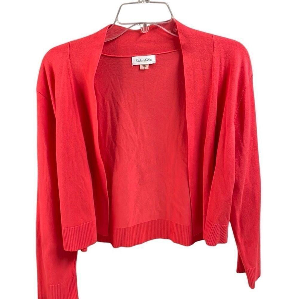 CALVIN KLEIN Womens Open Front Cardigan Sweater Size XL Coral